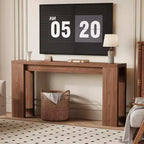 Tavolo consolle rustico 180 cm, in legno, stretto e rettangolare, da divano per ufficio e casa, facile da montare