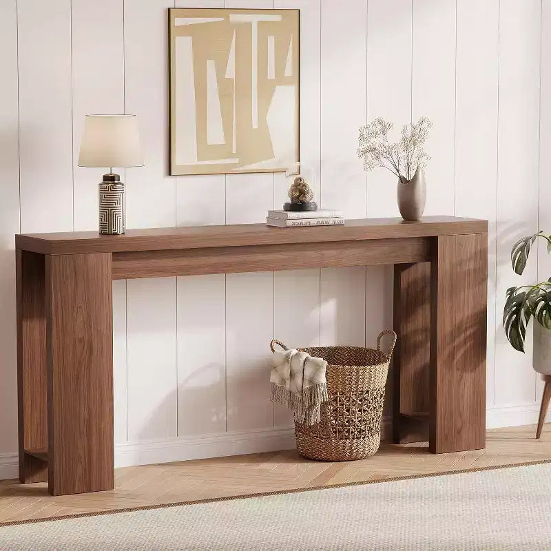 Farmhouse Console Table 70.9 Long Wooden Narrow Rectangular Sofa Side Table for Home Office Easy Assembly