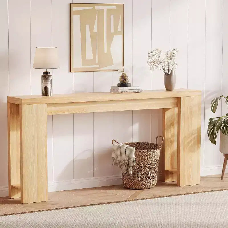 Farmhouse Console Table 70.9 Long Wooden Narrow Rectangular Sofa Side Table for Home Office Easy Assembly