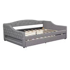 Divano letto moderno imbottito in lino con letto estraibile