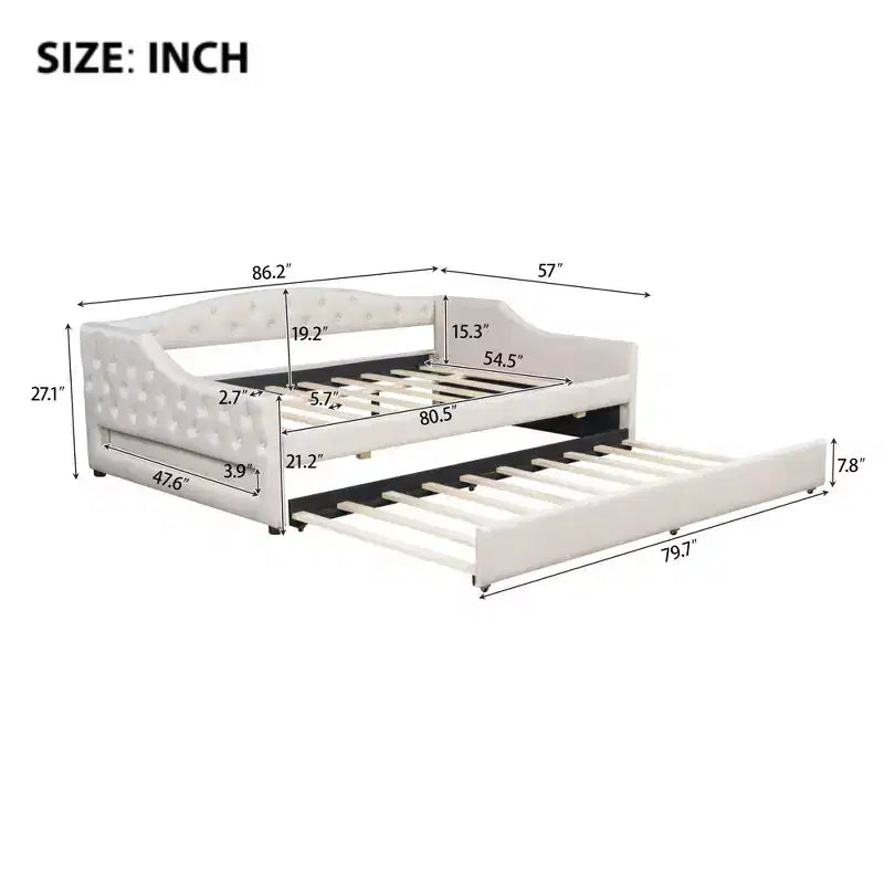 Divano letto moderno imbottito in lino con letto estraibile