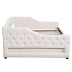 Divano letto moderno imbottito in lino con letto estraibile