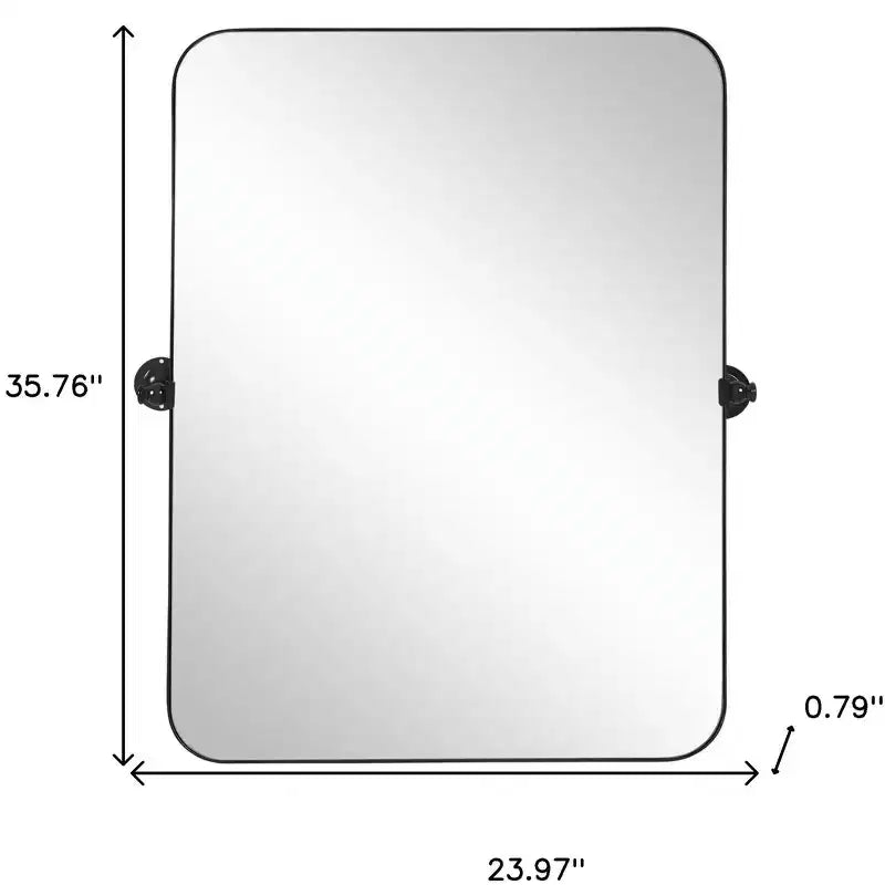 Specchio d'appoggio basculante con cornice in metallo nero, 36