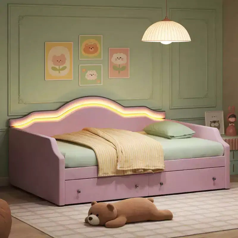 Divano Letto Rivestito in Velluto con 2 Cassetti