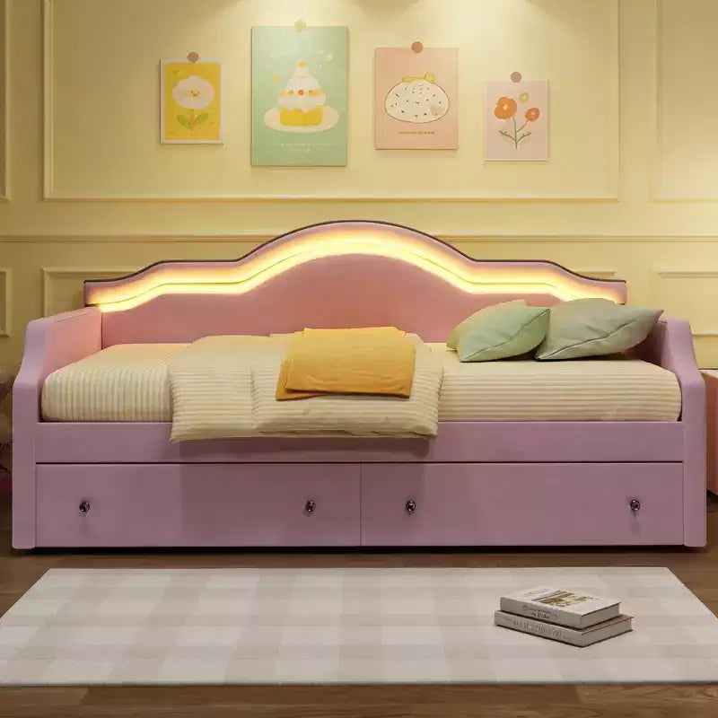 Divano Letto Rivestito in Velluto con 2 Cassetti