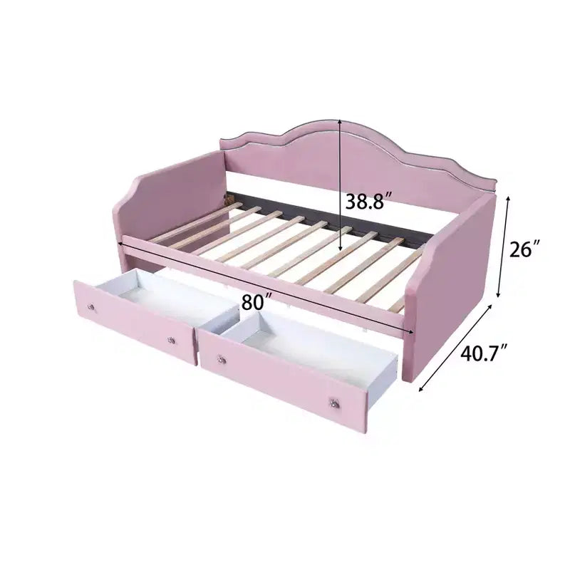 Divano Letto Rivestito in Velluto con 2 Cassetti