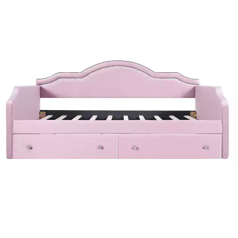 Divano Letto Rivestito in Velluto con 2 Cassetti