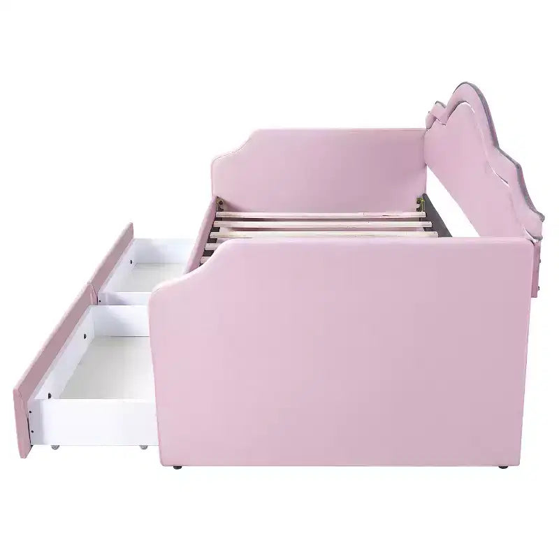 Divano Letto Rivestito in Velluto con 2 Cassetti