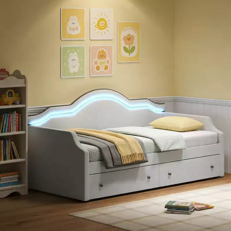 Divano Letto Rivestito in Velluto con 2 Cassetti