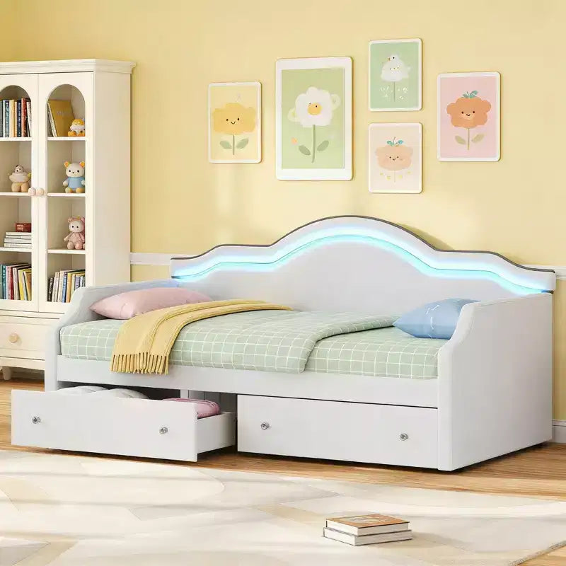 Luxystar Velvet Upholstered Daybed with 2 Drawers