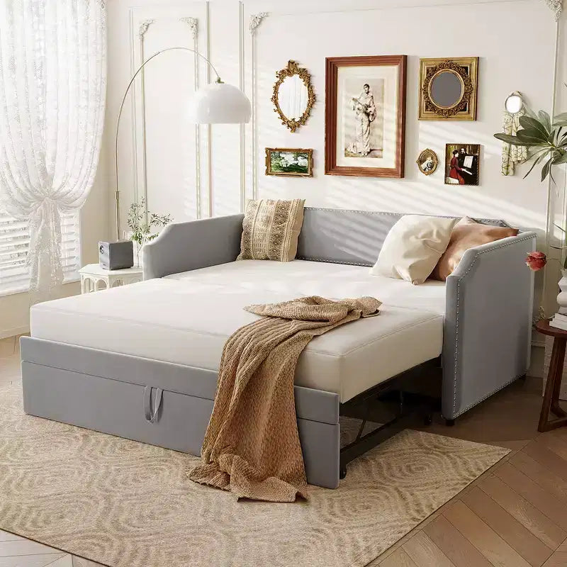Divano Letto Sherman in Velluto con Letto Estraibile Pop-Up