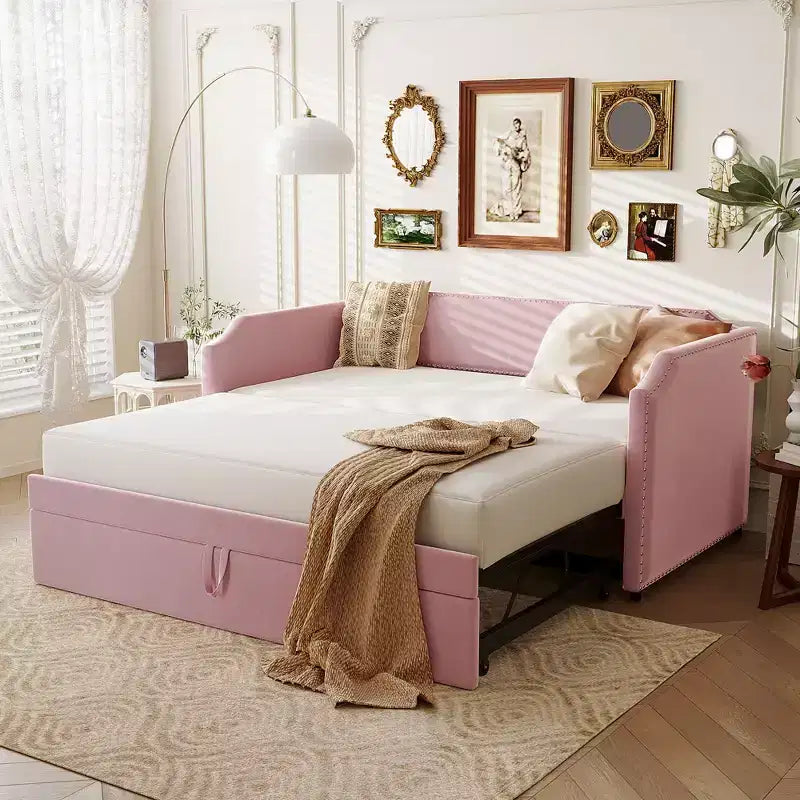 Divano Letto Sherman in Velluto con Letto Estraibile Pop-Up
