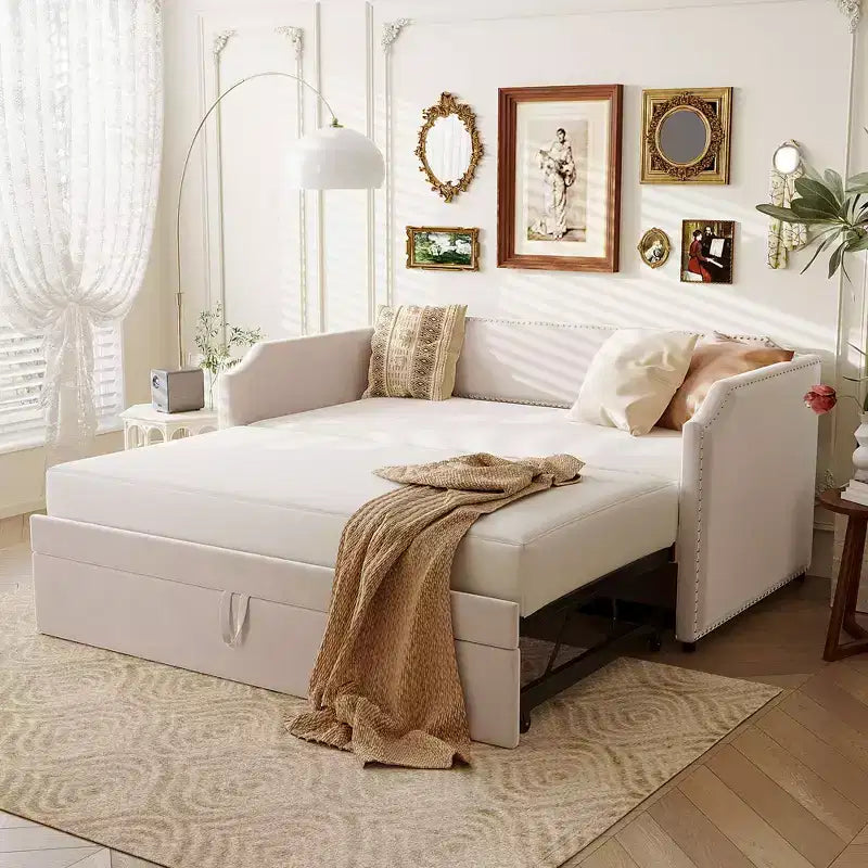 Divano Letto Sherman in Velluto con Letto Estraibile Pop-Up