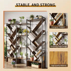 Scaffale a sei ripiani, libreria grande, libreria industriale con 24 ripiani a vista, libreria ad albero industriale