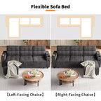Divano letto angolare a L da 84 pollici con letto estraibile, chaise longue contenitore reversibile e portabicchieri per il soggiorno