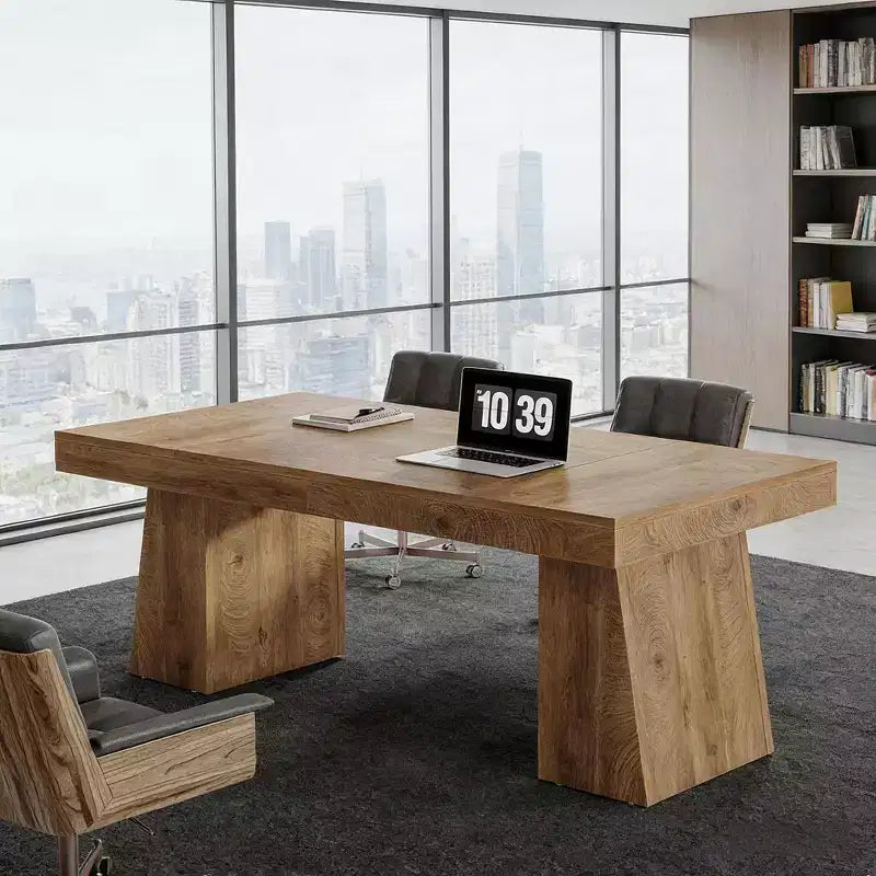 Scrivania direzionale, scrivania per computer moderna in legno con postazione di lavoro