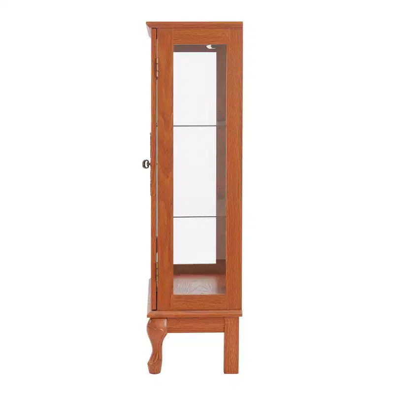 Vetrina a 2 ante con ante in vetro temperato, pannello posteriore a specchio, ripiani regolabili e illuminazione per la casa