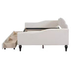 Divano Letto Imbottito Capitonnè Full Size con Due Cassetti, Facile da Montare