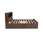 Letto a piattaforma King Size in legno con testiera multi-contenitore, USB e cassetti, facile da montare