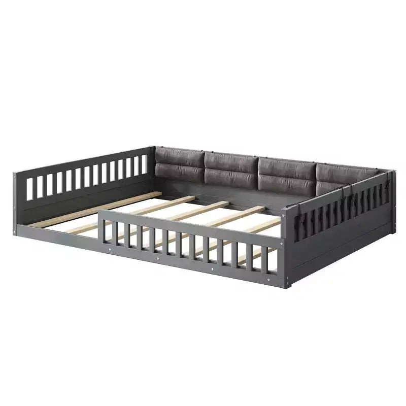 Letto a piattaforma in legno full size?Con spondina, cuscino, facile montaggio