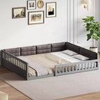 Letto a piattaforma in legno full size?Con spondina, cuscino, facile montaggio