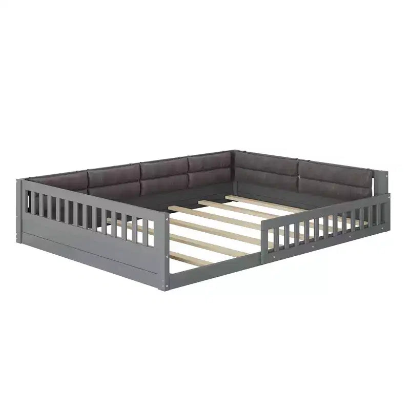 Letto a piattaforma in legno full size?Con spondina, cuscino, facile montaggio