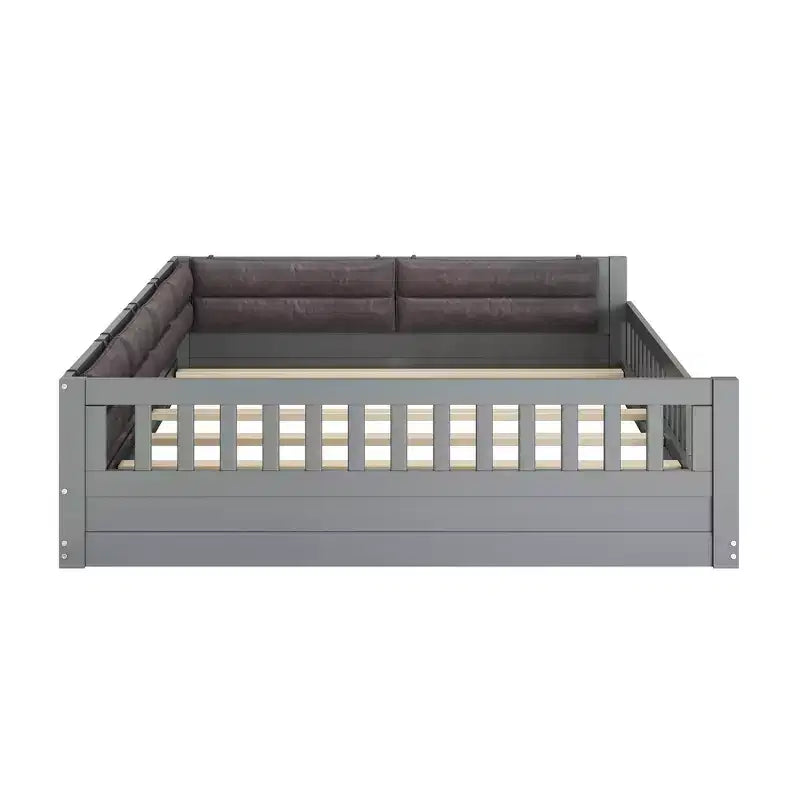 Letto a piattaforma in legno full size?Con spondina, cuscino, facile montaggio