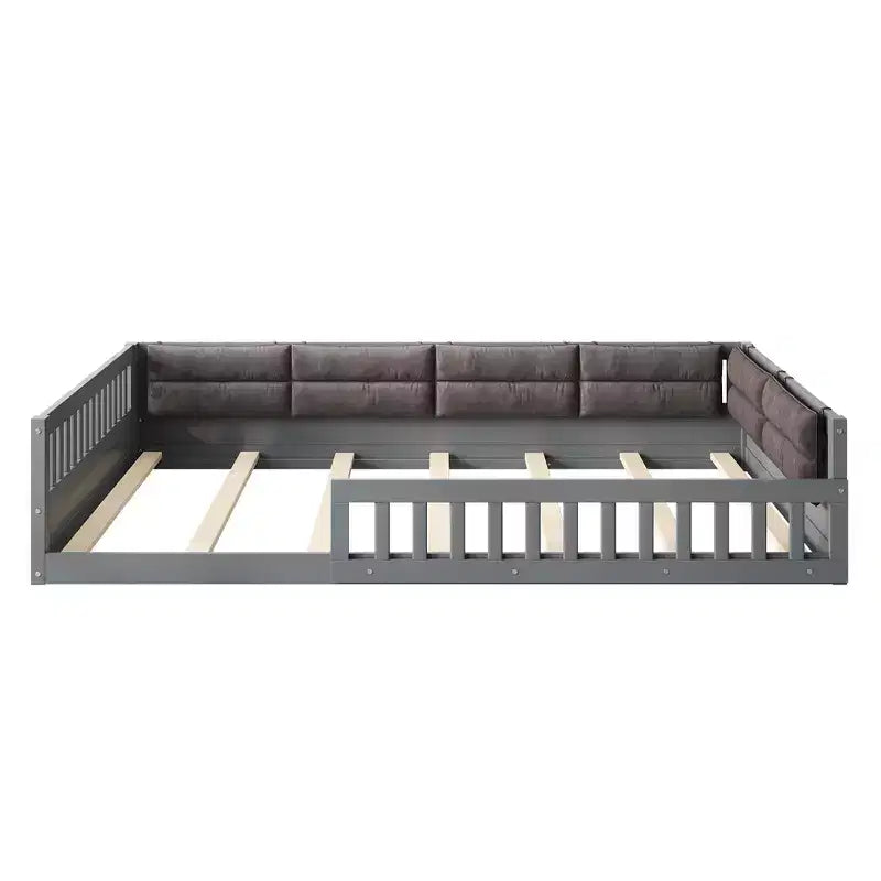 Letto a piattaforma in legno full size?Con spondina, cuscino, facile montaggio