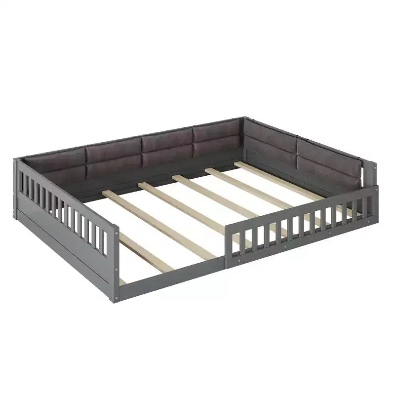 Letto a piattaforma in legno full size?Con spondina, cuscino, facile montaggio