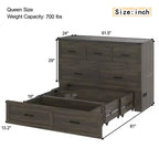 Letto a piattaforma pieghevole Queen Size con stazione di ricarica, cassetto portaoggetti, facile da montare