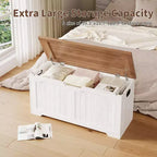 Panca Contenitore dal Design Rustico - Cassapanca con 2 Cerniere di Sicurezza, 40 x 100 x 48 cm, Ideale per Ingresso, Camera da Letto e Soggiorno