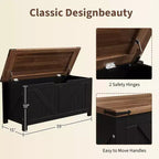 Panca Contenitore dal Design Rustico - Cassapanca con 2 Cerniere di Sicurezza, 40 x 100 x 48 cm, Ideale per Ingresso, Camera da Letto e Soggiorno