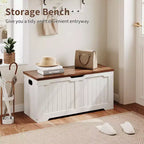 Panca Contenitore dal Design Rustico - Cassapanca con 2 Cerniere di Sicurezza, 40 x 100 x 48 cm, Ideale per Ingresso, Camera da Letto e Soggiorno