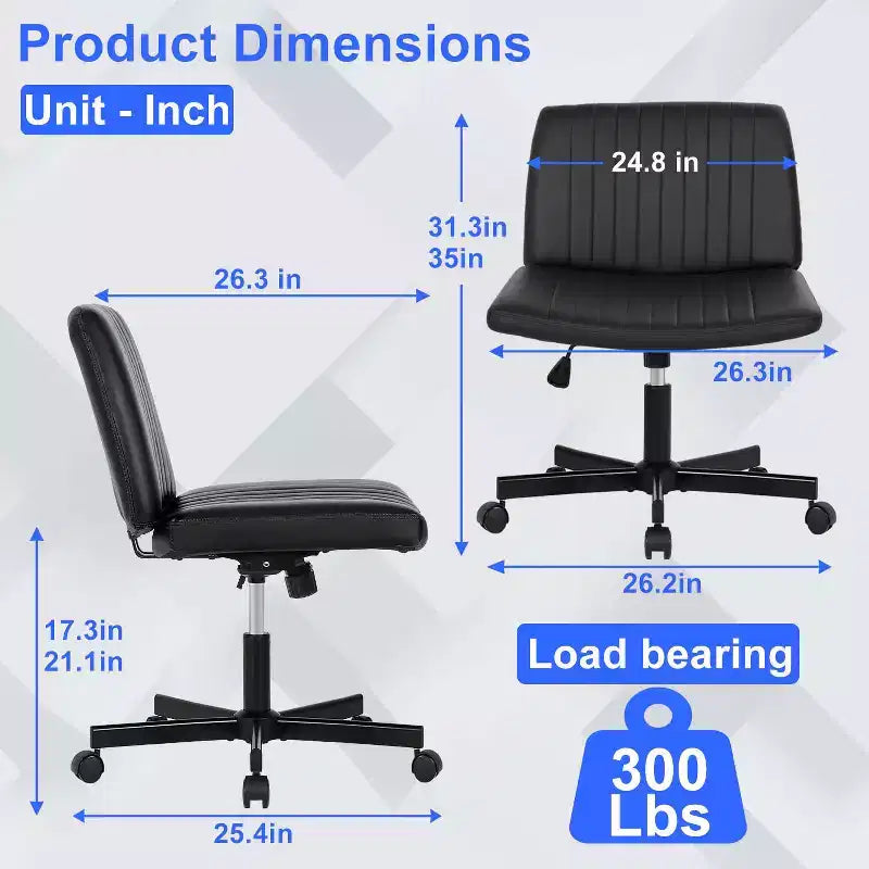 Sedia Criss Cross con Ruote, Senza Braccioli, Sedia da Scrivania Girevole Regolabile in Altezza con Sedile Ampio Imbottito per Ufficio Domestico