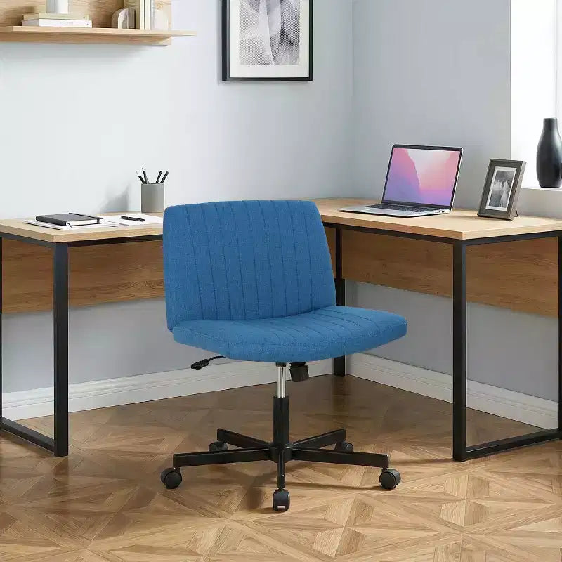 Sedia Criss Cross con Ruote, Senza Braccioli, Sedia da Scrivania Girevole Regolabile in Altezza con Sedile Ampio Imbottito per Ufficio Domestico