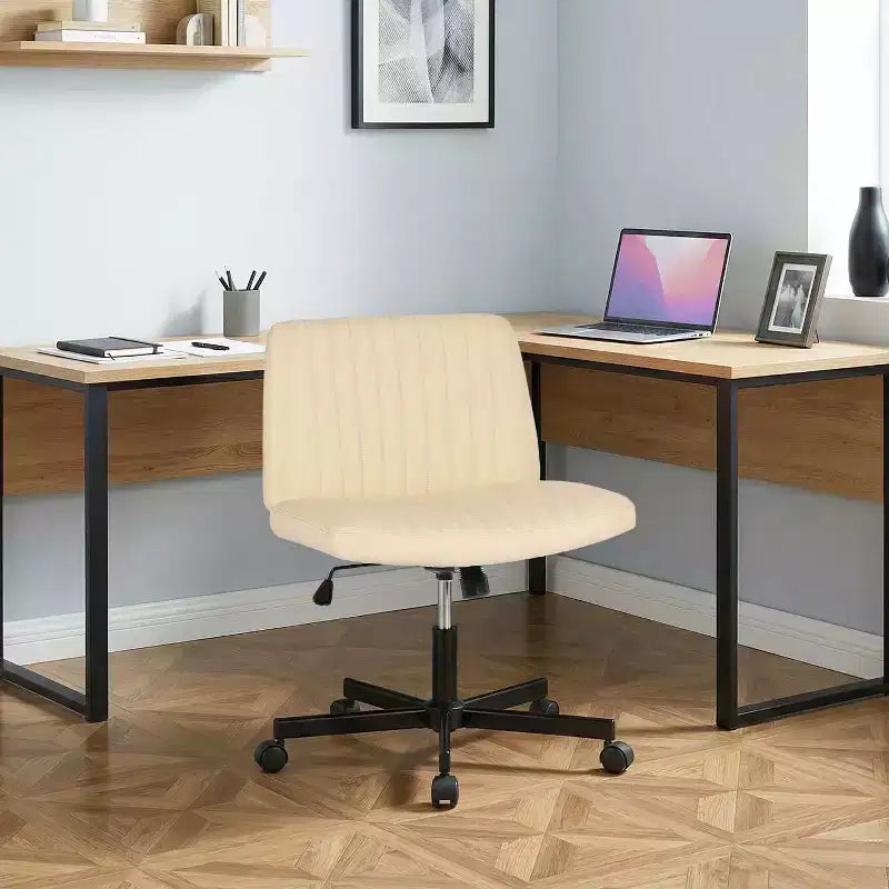 Sedia Criss Cross con Ruote, Senza Braccioli, Sedia da Scrivania Girevole Regolabile in Altezza con Sedile Ampio Imbottito per Ufficio Domestico