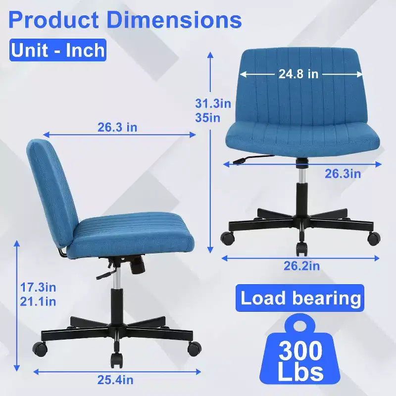 Sedia Criss Cross con Ruote, Senza Braccioli, Sedia da Scrivania Girevole Regolabile in Altezza con Sedile Ampio Imbottito per Ufficio Domestico
