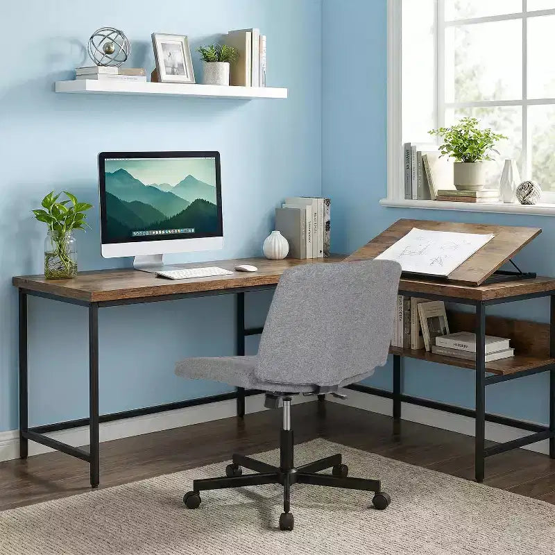 Sedia Criss Cross con Ruote, Senza Braccioli, Sedia da Scrivania Girevole Regolabile in Altezza con Sedile Ampio Imbottito per Ufficio Domestico