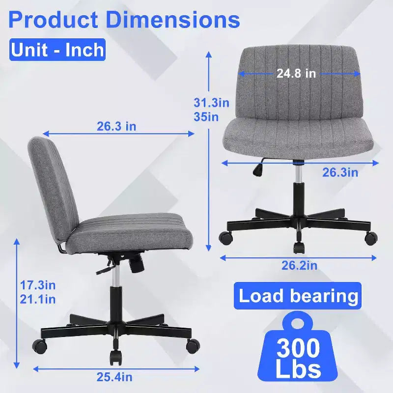 Sedia Criss Cross con Ruote, Senza Braccioli, Sedia da Scrivania Girevole Regolabile in Altezza con Sedile Ampio Imbottito per Ufficio Domestico