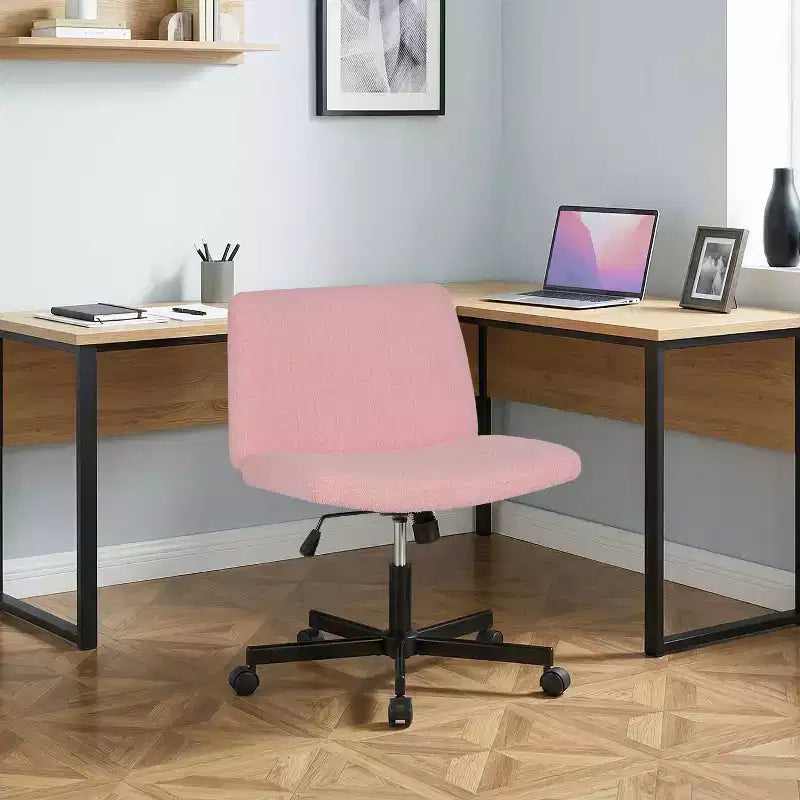 Sedia Criss Cross con Ruote, Senza Braccioli, Sedia da Scrivania Girevole Regolabile in Altezza con Sedile Ampio Imbottito per Ufficio Domestico