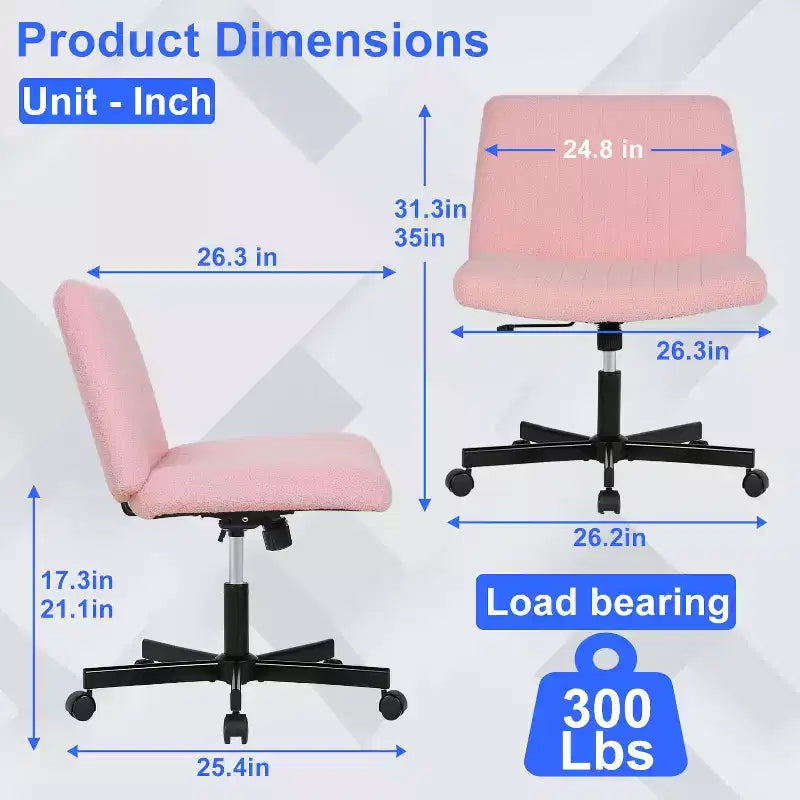 Sedia Criss Cross con Ruote, Senza Braccioli, Sedia da Scrivania Girevole Regolabile in Altezza con Sedile Ampio Imbottito per Ufficio Domestico