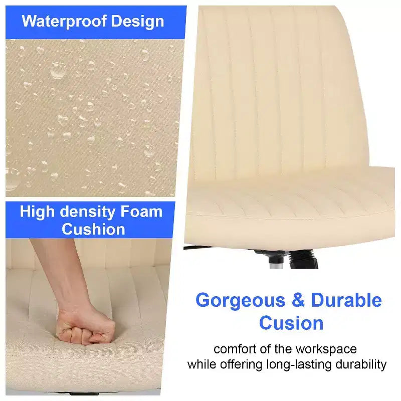 Sedia Criss Cross con Ruote, Senza Braccioli, Sedia da Scrivania Girevole Regolabile in Altezza con Sedile Ampio Imbottito per Ufficio Domestico