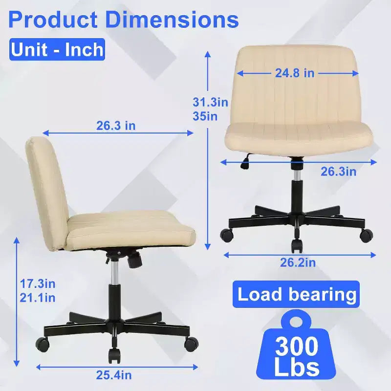 Sedia Criss Cross con Ruote, Senza Braccioli, Sedia da Scrivania Girevole Regolabile in Altezza con Sedile Ampio Imbottito per Ufficio Domestico