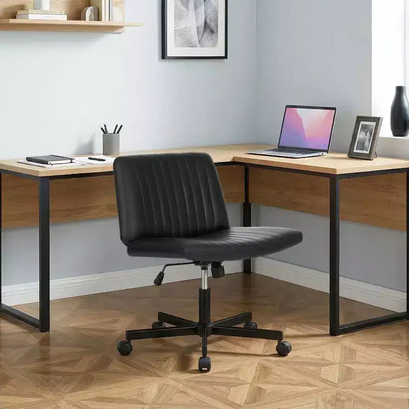 Sedia Criss Cross con Ruote, Senza Braccioli, Sedia da Scrivania Girevole Regolabile in Altezza con Sedile Ampio Imbottito per Ufficio Domestico