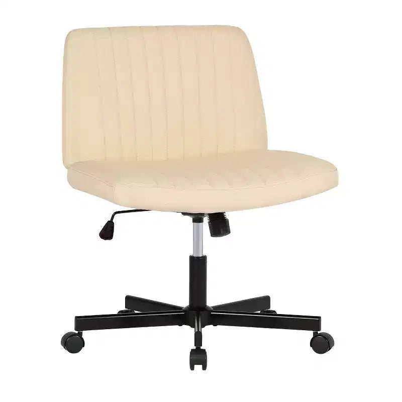 BestMassage Criss Cross Chair with Wheels, Armless Rolling Desk Chair Adjustable Height Swivel Task Chair with Wide Padded Seat for Home Office