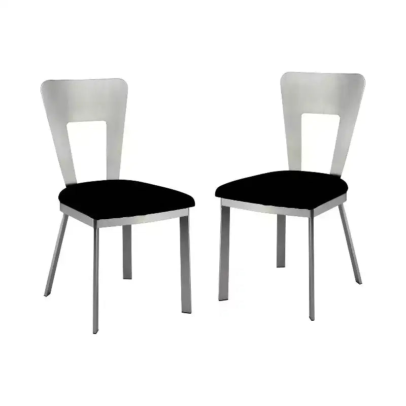 Rectangular-back chair, upholstered design, powder-coated steel frame.