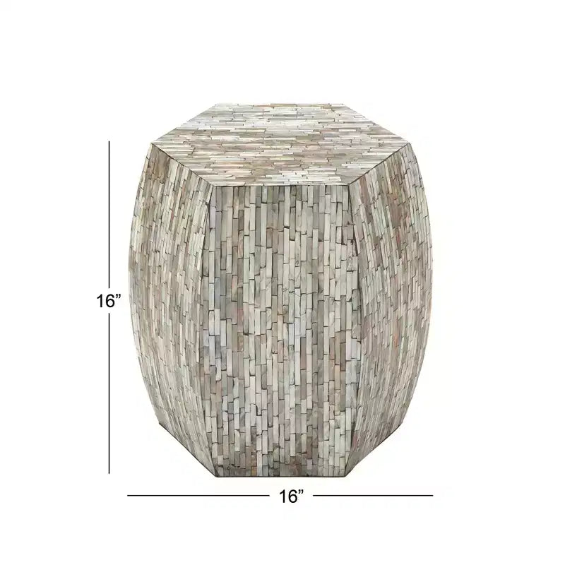 Tavolino Esagonale Decorativo con Intarsi in Concha di Legno