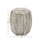 Tavolino Esagonale Decorativo con Intarsi in Concha di Legno