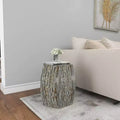 Tavolino Esagonale Decorativo con Intarsi in Concha di Legno