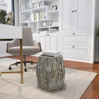 Tavolino Esagonale Decorativo con Intarsi in Concha di Legno